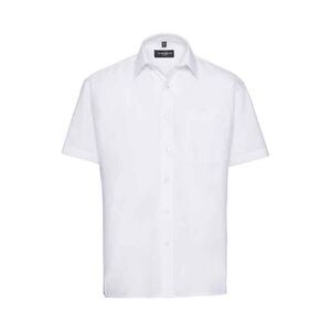 Russell Collection Mens Poplin Easy-Care Shirt / White